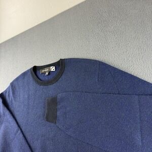 Saks Fifth Avenue Sweater Men's 2XL Blue Cashmere Crewneck Quiet Luxury Jumper